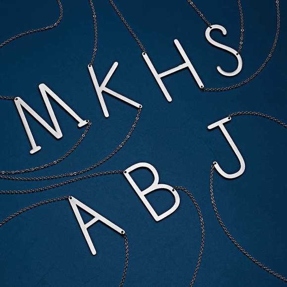 Silver Initial Pendant Necklace Letters A-Z - Picture 5 of 5